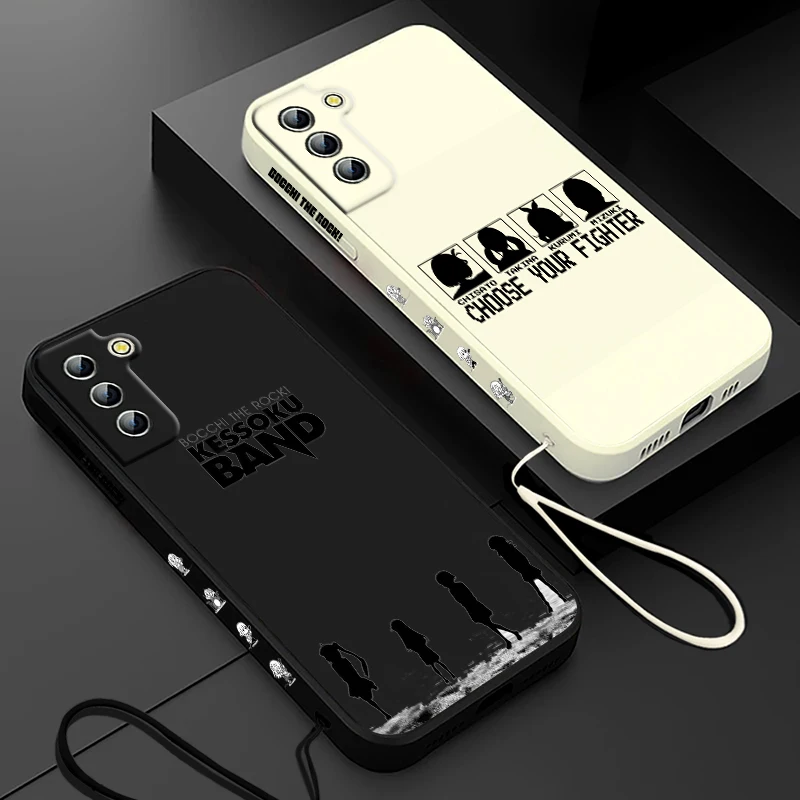 Bocchi The Rock Logo Phone Case For Samsung Galaxy S24 S23 S22 S21 S20 Pro FE Plus Ultra Liquid Left Rope Cover