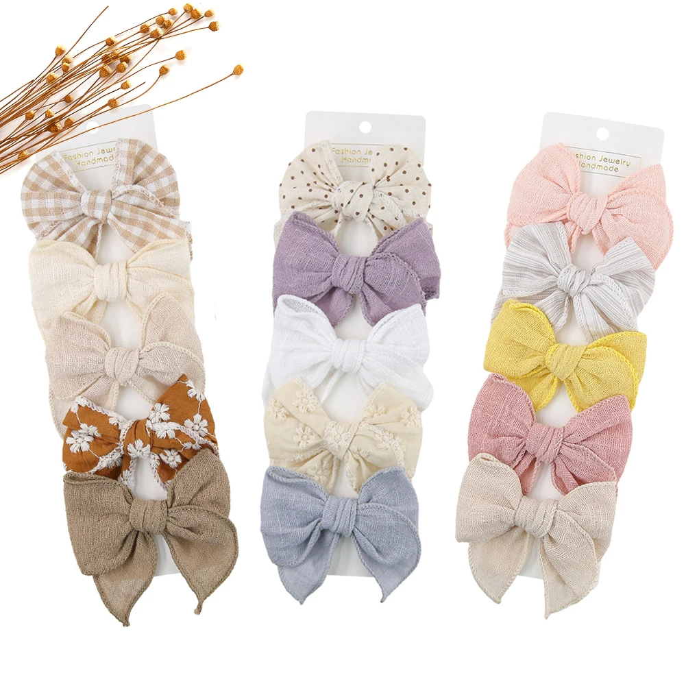 

5pcs/set Cotton Fabric Butterfly Bow Hair Clip for Girls Hair Accessories Children Bow Hair Clip Floral Print Bow Girl Barrettes