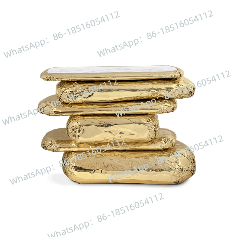 Italian light luxury brass entrance table designer style home against the wall marble decorative entrance table