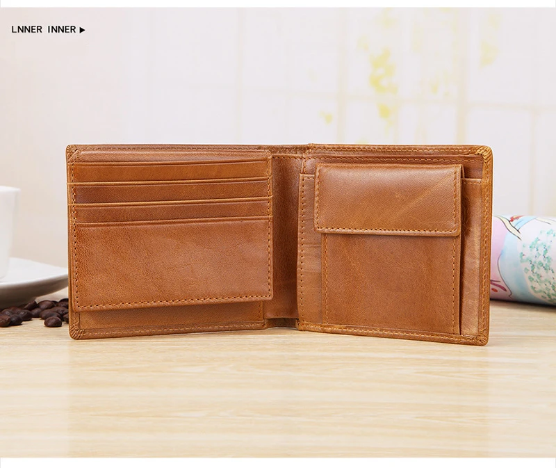 Vintage Rindsleder Herren-Geldbörse Multi-Kartenhalter Münzfach RFID-Blockierung Diebstahlsicher Europäisch-Amerikanischer Stil Brieftasche – Detail 10