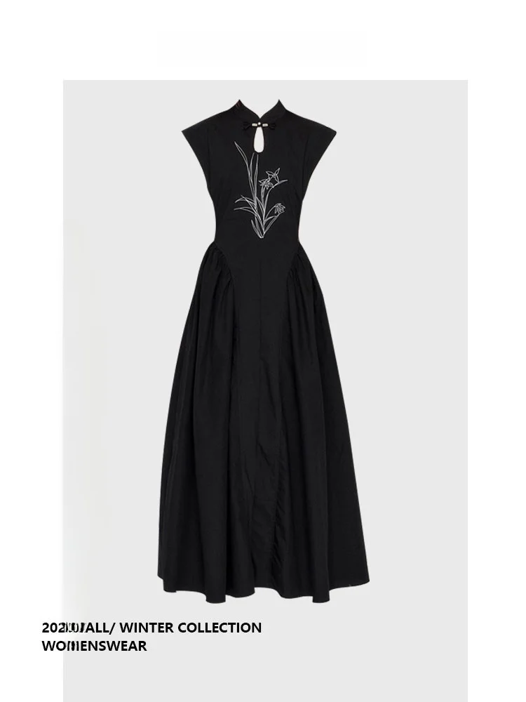 

Новинка 2025: Женская юбка макси Forever 2 в китайском стиле с вышивкой, высокая талия, увеличенный размер