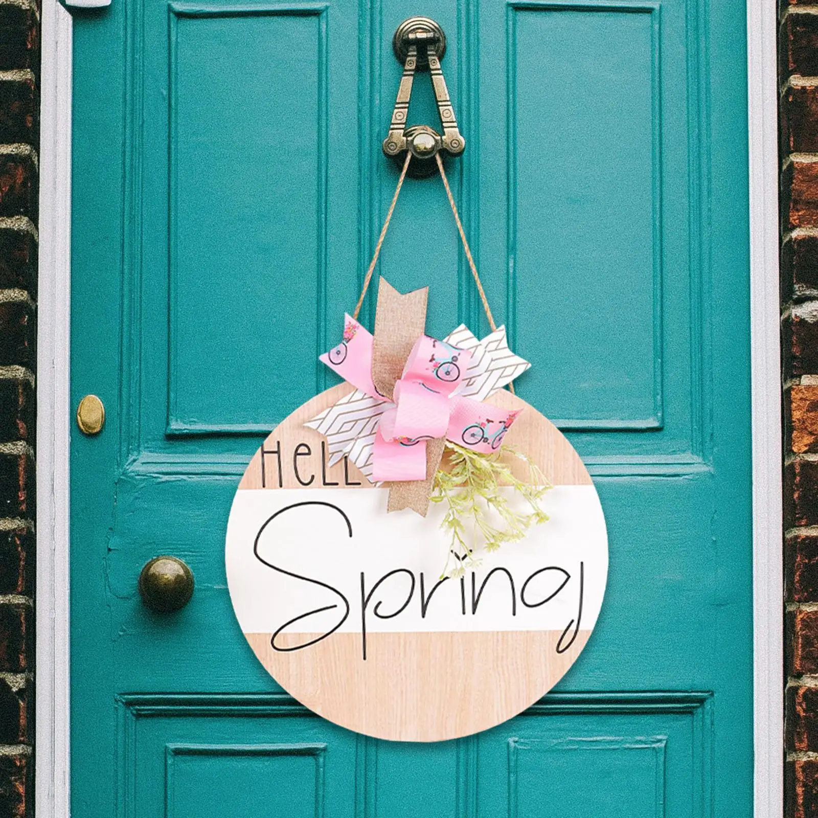 Hello Spring Wooden Hanging Sign Wood Sign Door Hanger for Wedding Farmhouse
