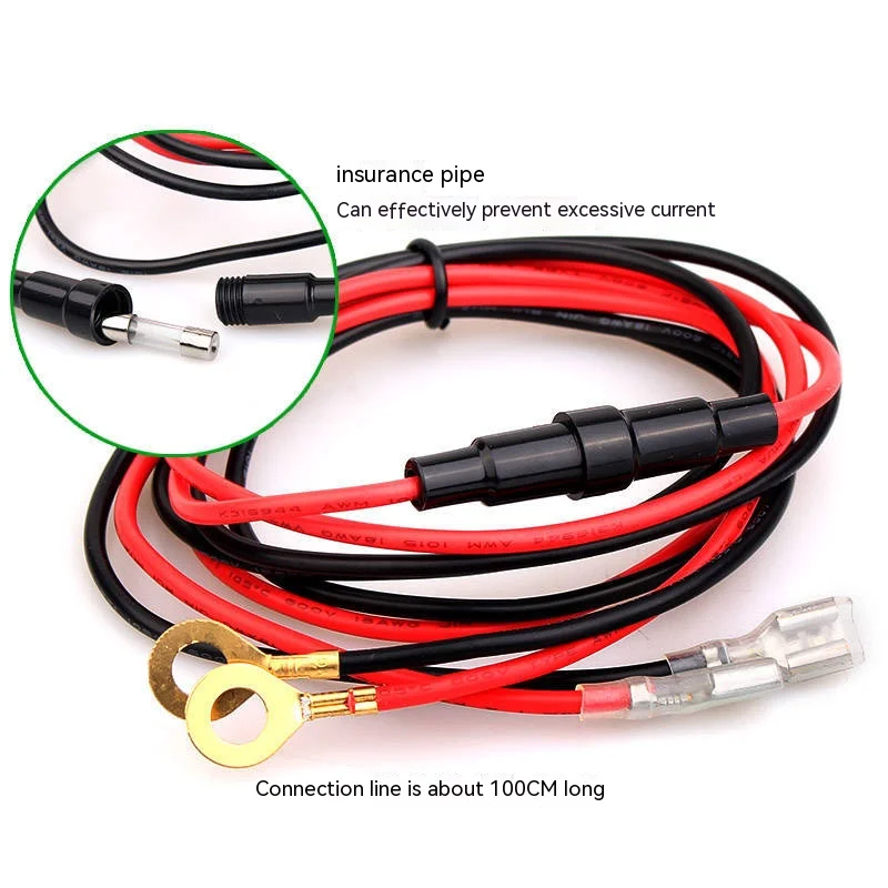 Car Cigarette Lighter Installation Cable 1m/3.3ft Car Charger USB Cable Power Cord 18AWG 10A Copper Wire with Fuse