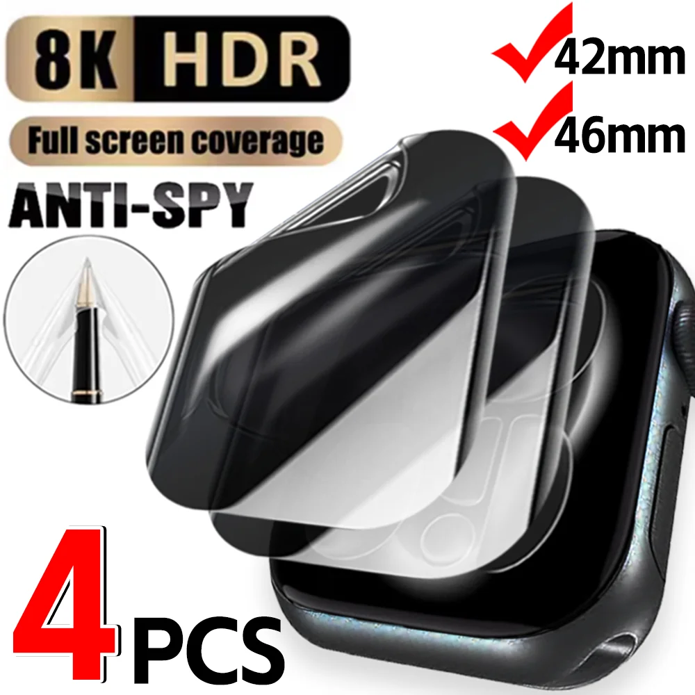 

4/1pcs Anti-spy for Apple Watch S10/S11 42mm 46mm Soft Hydrogel Film Screen Protector for IWatch Series 10 11 Anti-scratch Film