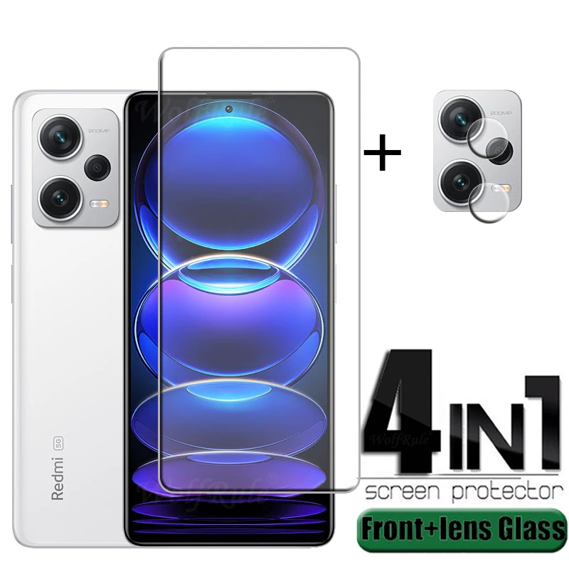 

4-in-1 For Xiaomi Redmi Note 12 Pro Plus Glass Full Cover Glue Phone Film Screen Protector For Redmi Note 12 Pro Plus Lens Glass