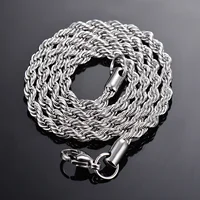 1 piece 925 sterling silver Width 2mm/3mm/4mm Rope Chain Necklace/Bracelet For Men Women Man Fashion Chain Necklace 5