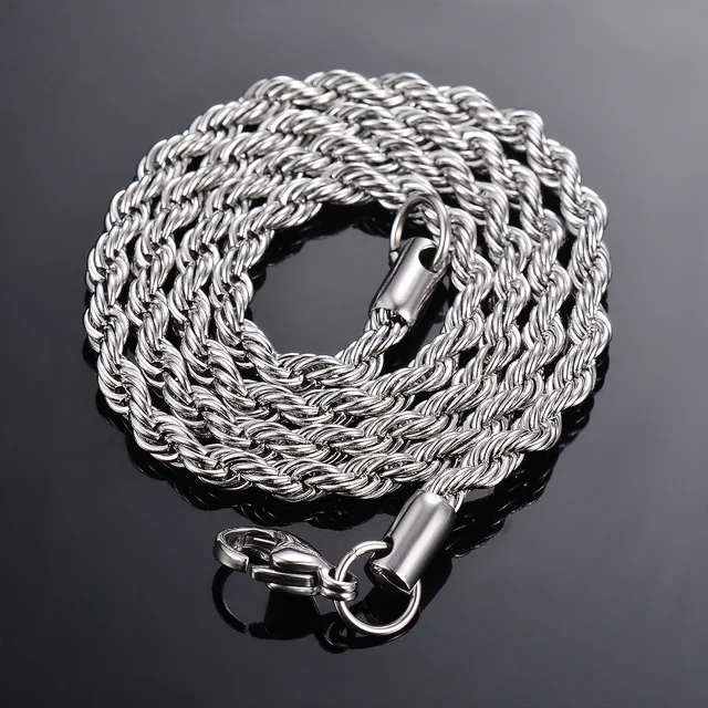 1 piece 925 sterling silver Width 2mm/3mm/4mm Rope Chain Necklace/Bracelet For Men Women Man Fashion Chain Necklace 5