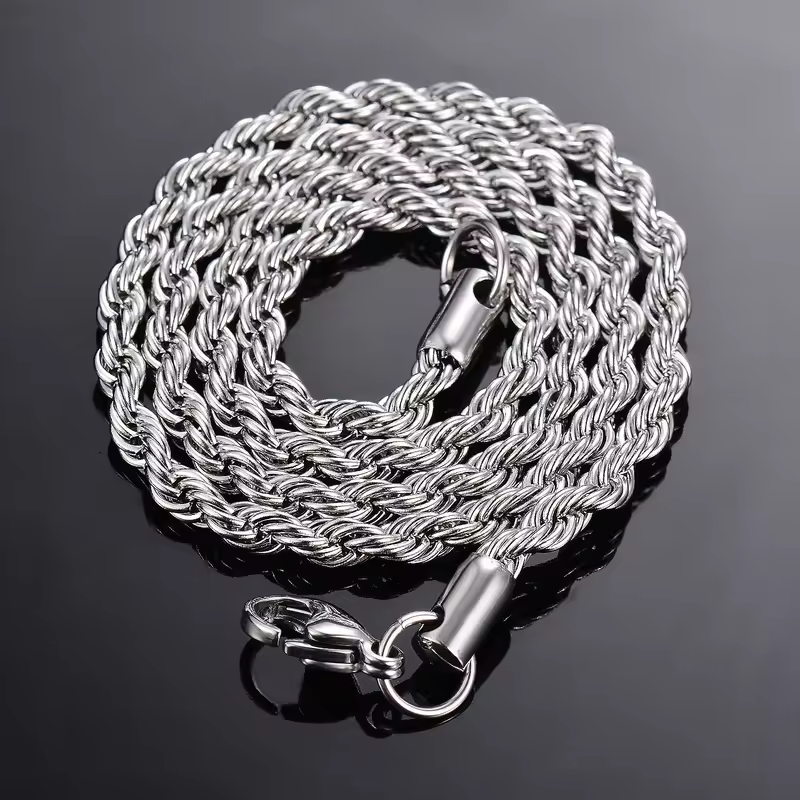 1 piece 925 sterling silver Width 2mm/3mm/4mm Rope Chain Necklace/Bracelet For Men Women Man Fashion Chain Necklace - Image 5