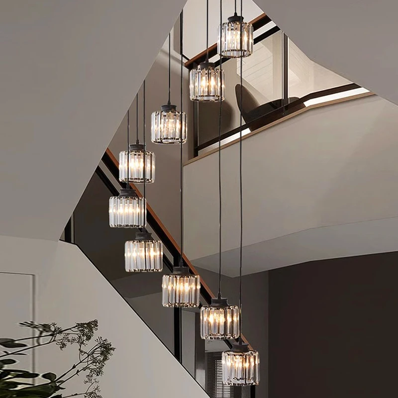 Nordic home decoration, stair chandelier, living room and dining room Pendant lights, ceiling light, indoor lighting crystal