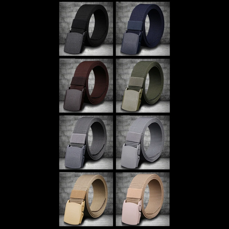 Men's Belt Casual Lightweight Breathable Tactical Outdoor Automatic Buckle Military Training Security Check Male's Canvas Belts image 6