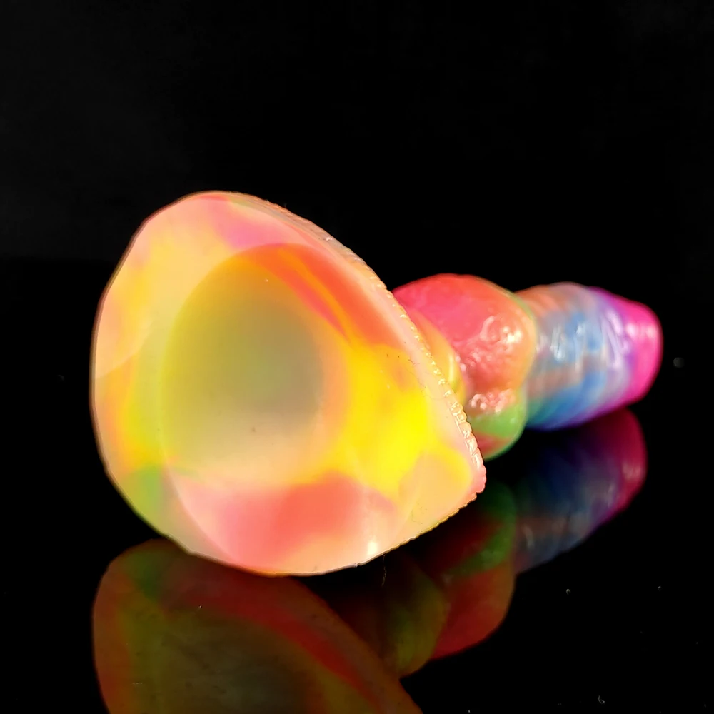 FAAK Luminous Knot Dog Dildo With Suction Cup Silicone Animal Wolf Penis Glow In Dark Anal Plug Sex Toys Shop For Women Men