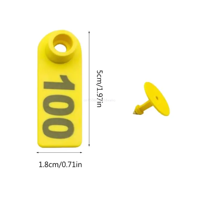 Dropship 100PCS Sheep Goat Pig Cattle Beef Cow Ear Tags with Number Printed for Farm Animals Identification Card Fade-Resistant