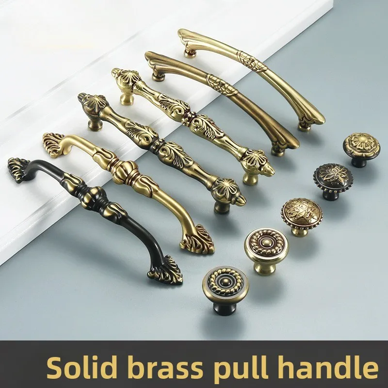 Vintage Furniture Handles Pure Copper Knobs and Handles for Drawers Dresser Bookcase Shoe Cabinet Kitchen Useful Accessories