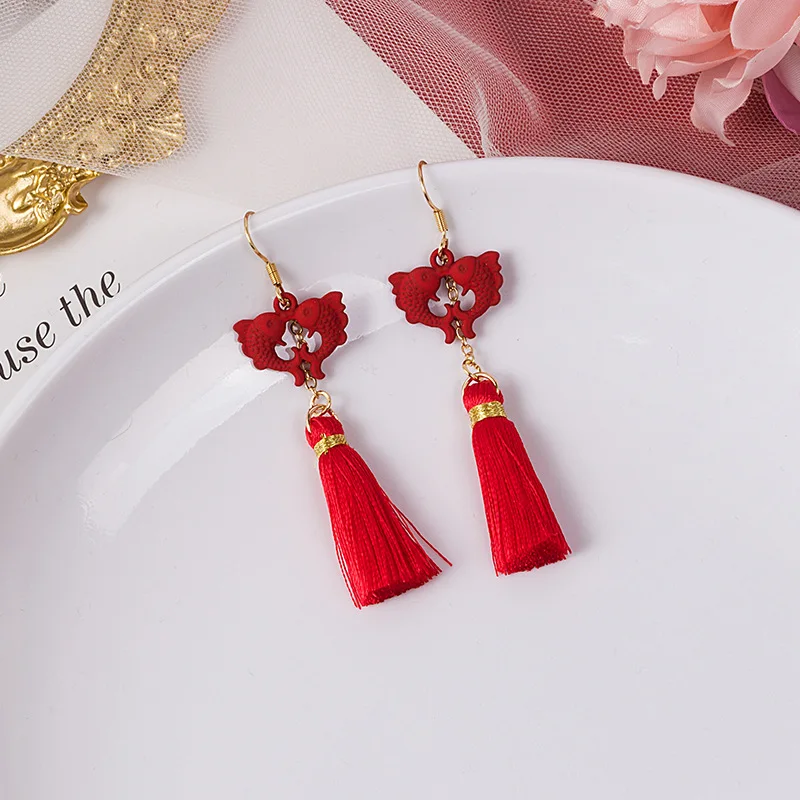 

Luxury Wedding Earrings China New Year Gift Jewelry Chinese Style Chinese Knot Lucky Cat Lantern Dangle Earrings for Women