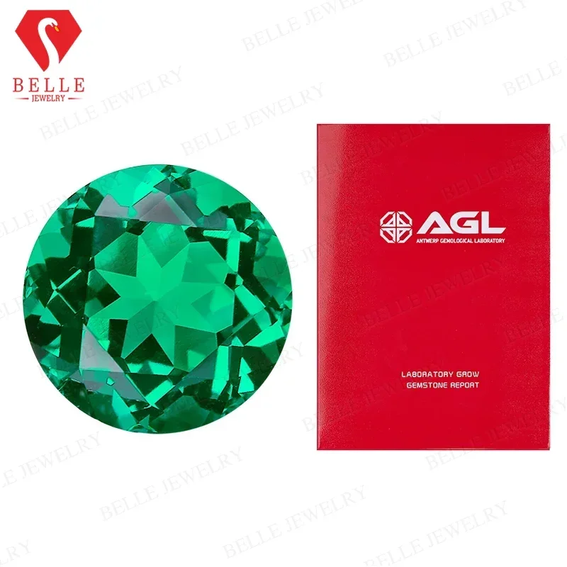 

HP Lab Grown Emerald Diamond Round Cut Columbia Emeralds Gemstone Advanced Jewelry Rings Earrings Making With AGL Certificate