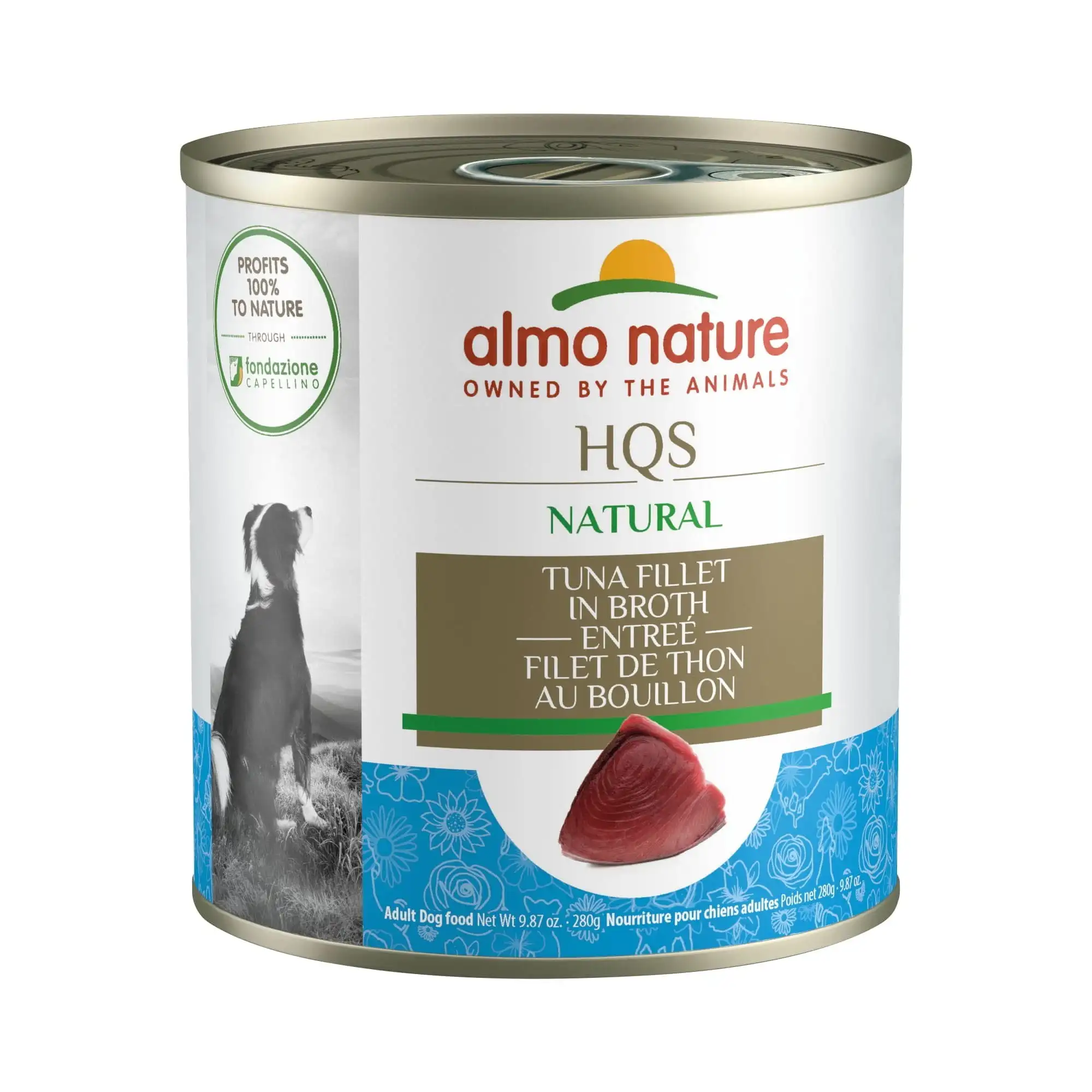 

: Hqs Natural Dog 12 Pack: Tuna Fillet in Broth Entrée - 9.87oz Cans, Supplemental Dog Canned Wet Food, Limited Ingredient
