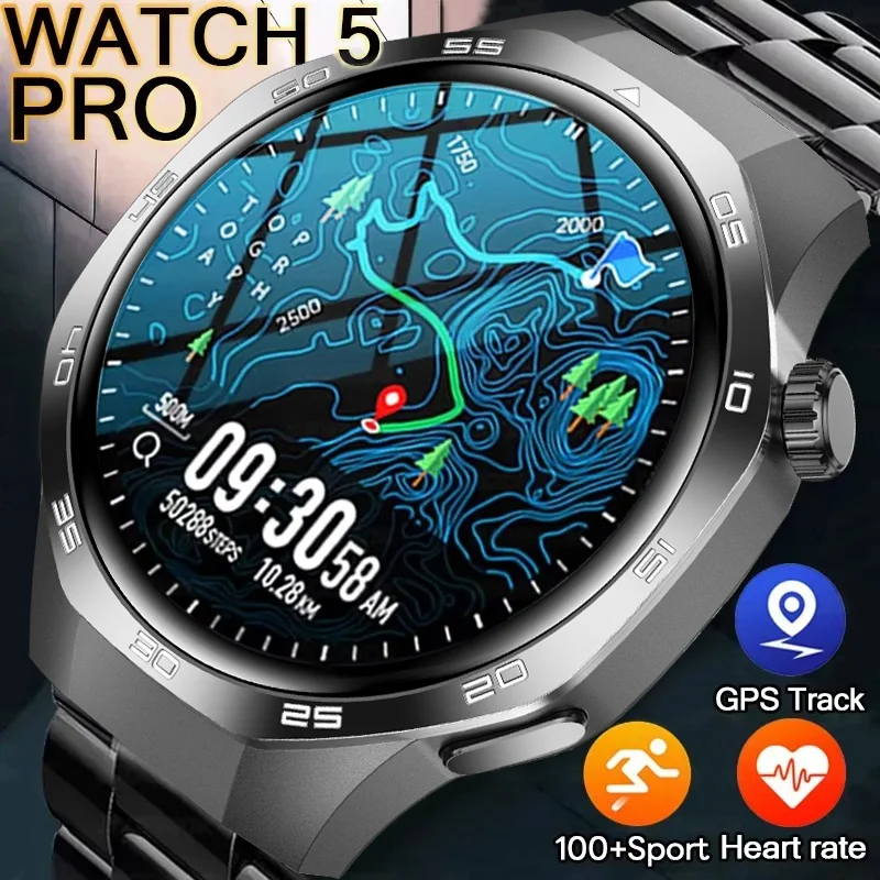 

Новые смарт-часы 2026 года с Bluetooth-вызовами и GPS, мужские часы 5 PRO, с отслеживанием пульса, спортивный фитнес-трекер, водонепроницаемые смарт-часы для Android и iOS