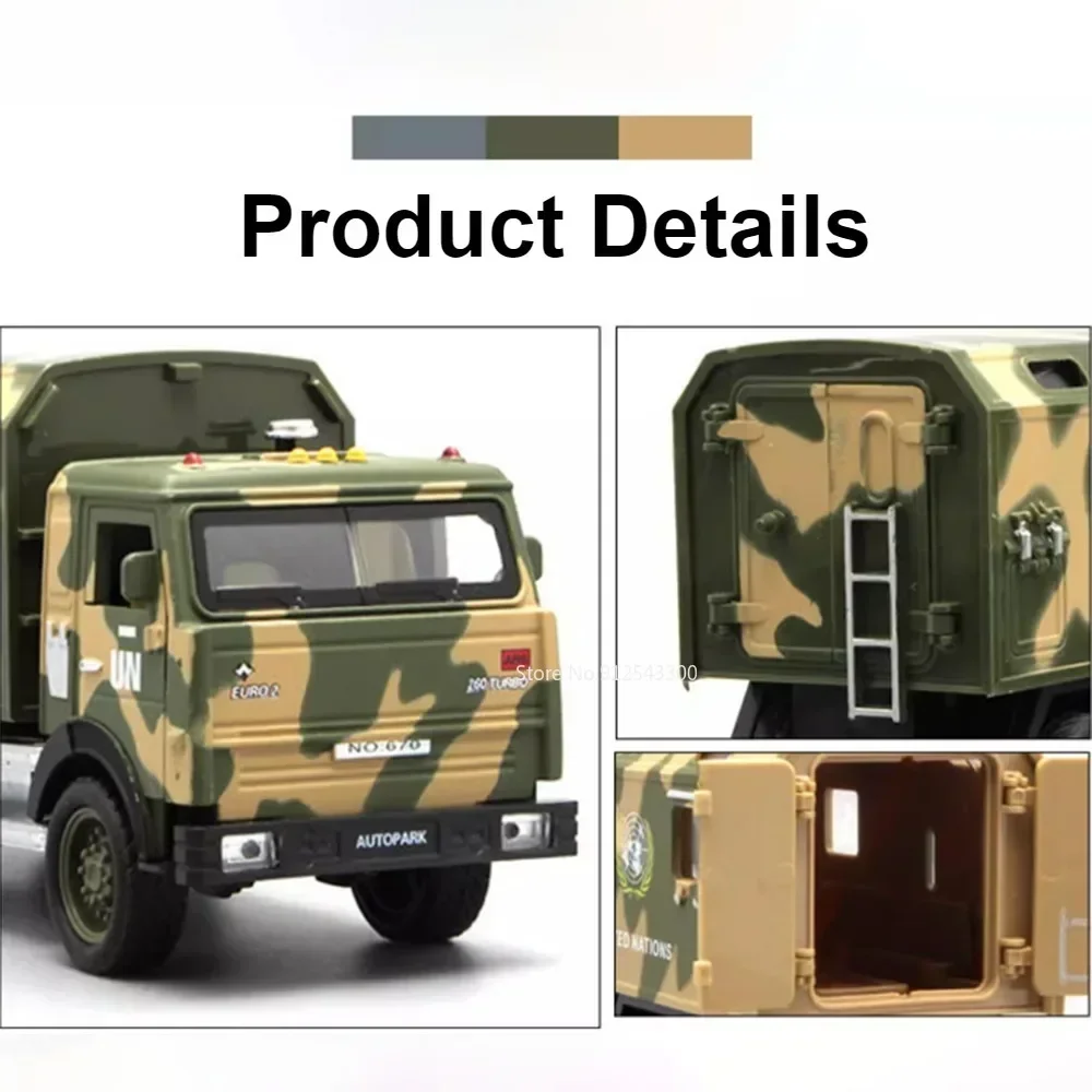 1:32 Russische Kamaz Militair Transport Truck Model Speelgoed Terugtrekken Geluid Licht Kinderen Auto Speelgoed Legering Diecast Collectie Voertuig Geschenken