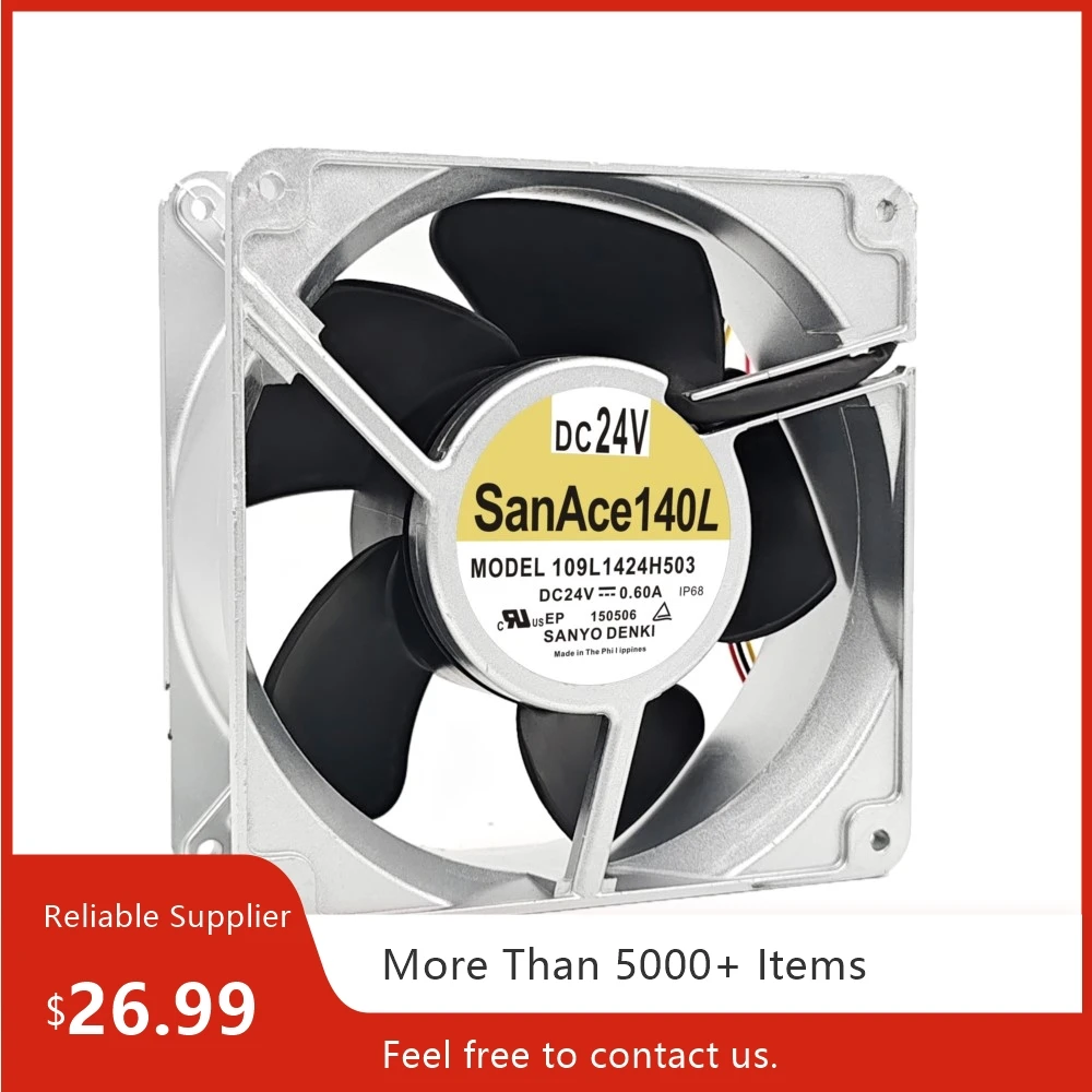 

Для оригинального SANYO 109L1424H503 DC24V 0,60A 14 см высокотемпературный вентилятор 140x140x50 мм с высоким потоком воздуха