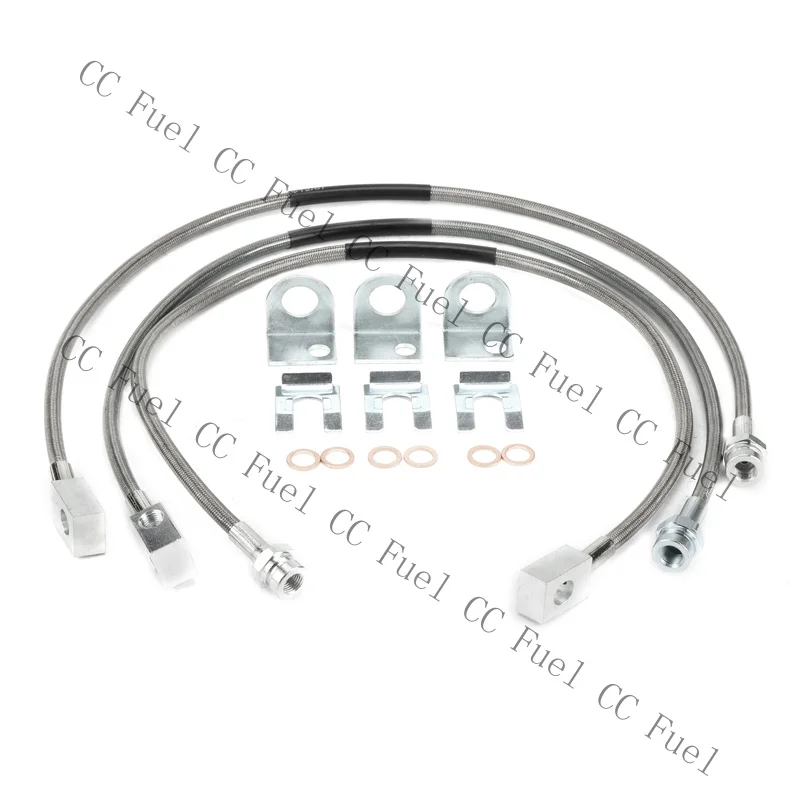 C+ C+ 89715 Stainless Braided Brake Line Set for Jeep TJ/XJ/YJ/ZJ
