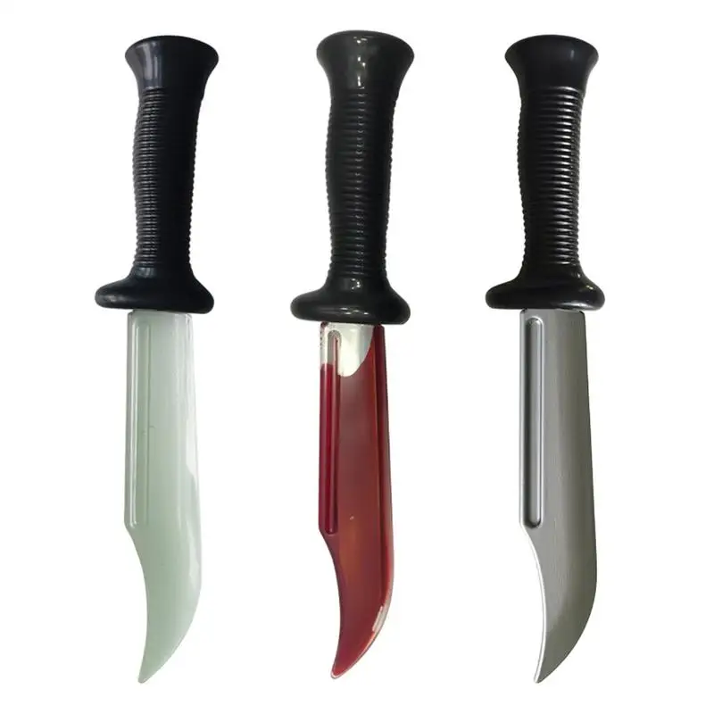 Halloween Props Fake Knives Joke Glowing Daggers Knife Prank Props Knife Scary Trick Fake Daggers Prank Toy Fake Knife