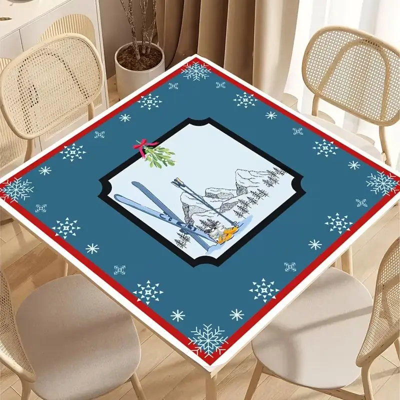 Square Mahjong Table Mat, Retro Oriental Dragon Lily Flower Printed Anti slip Noise Reduction Game Mat Table Game Desktop Decor