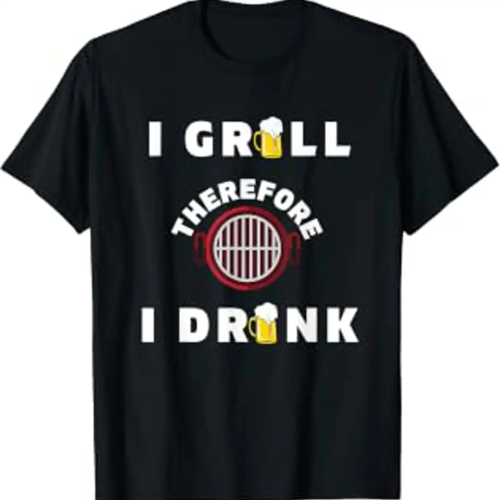 Grilling Drinks Grill Therefore Drink Barbecue BBQ T Shirt vintage Washed Casual homme Versatile Stylish Slightly Stretched