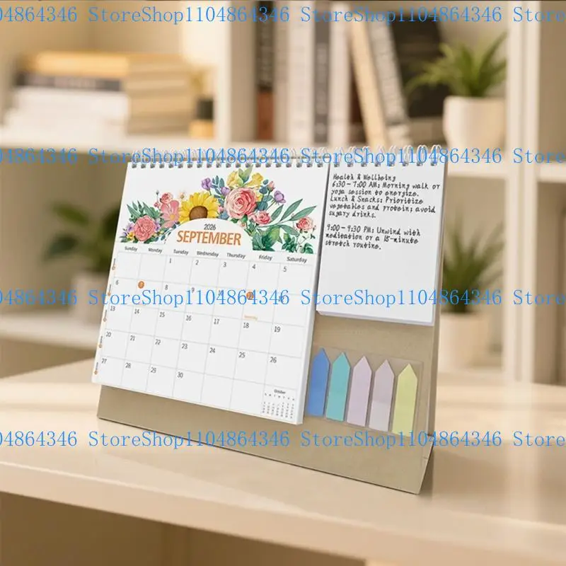 

5asd 2026 Desk Calendar Twin-Coil Binding 12 Month Calendar Office Desk Writing Pad