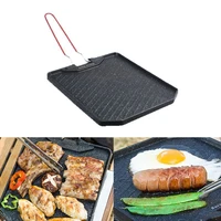 Sartén para barbacoa para acampar al aire libre, sartén antiadherente para el hogar, horno de Cassette, sartén para barbacoa, sartén portátil fácil de limpiar