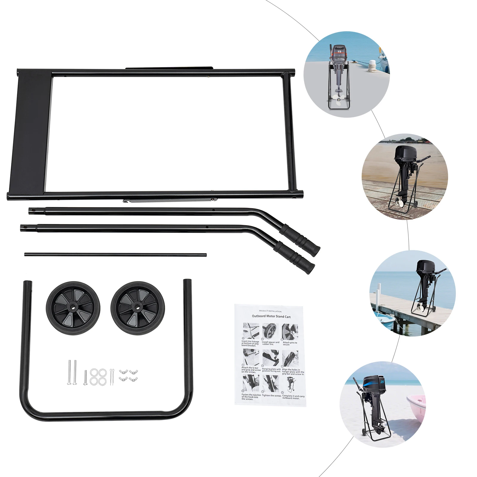 تحميل 40 كجم - عربة محرك القارب الخارجية، حامل المحرك المحمول عالي التحمل، حامل ثابت للمحركات خلال 30 حصان