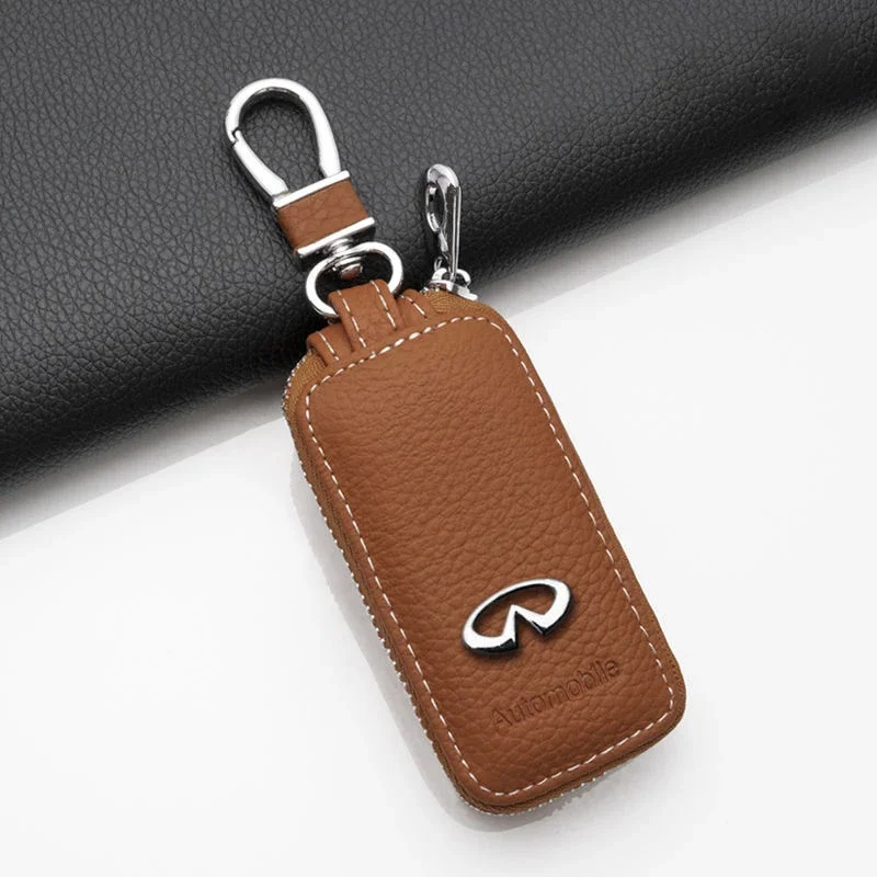 Leather Car Key Case Cover Remote Holder with Metal Buckle for Infiniti G20 G35 G37 FX35 Q30 Q50 Q60 Q70 QX50 QX60 QX70 QX80 view 5