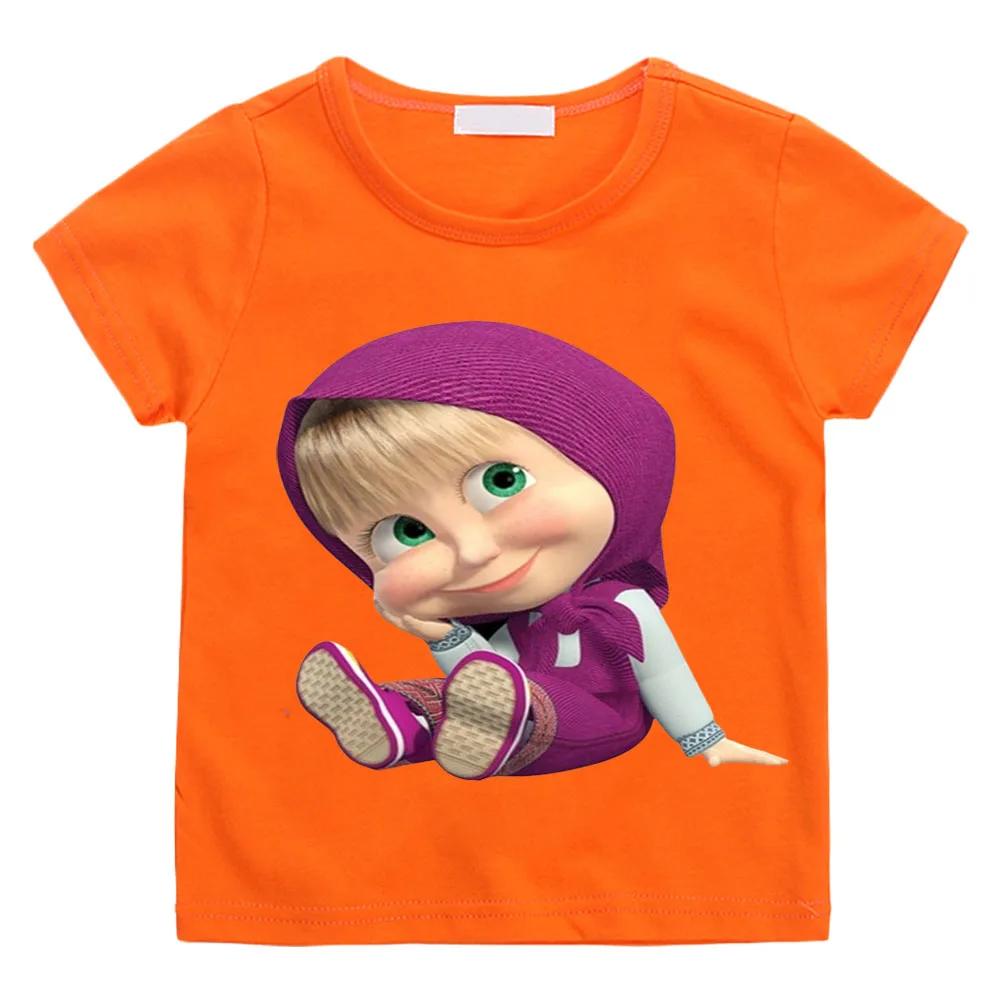 Anime Mashas Little Girls T Shirt Boys Funny Casual Clothes Baby Tops Children Summer Short Sleeve Cartoon Sudadera Tee-shirt