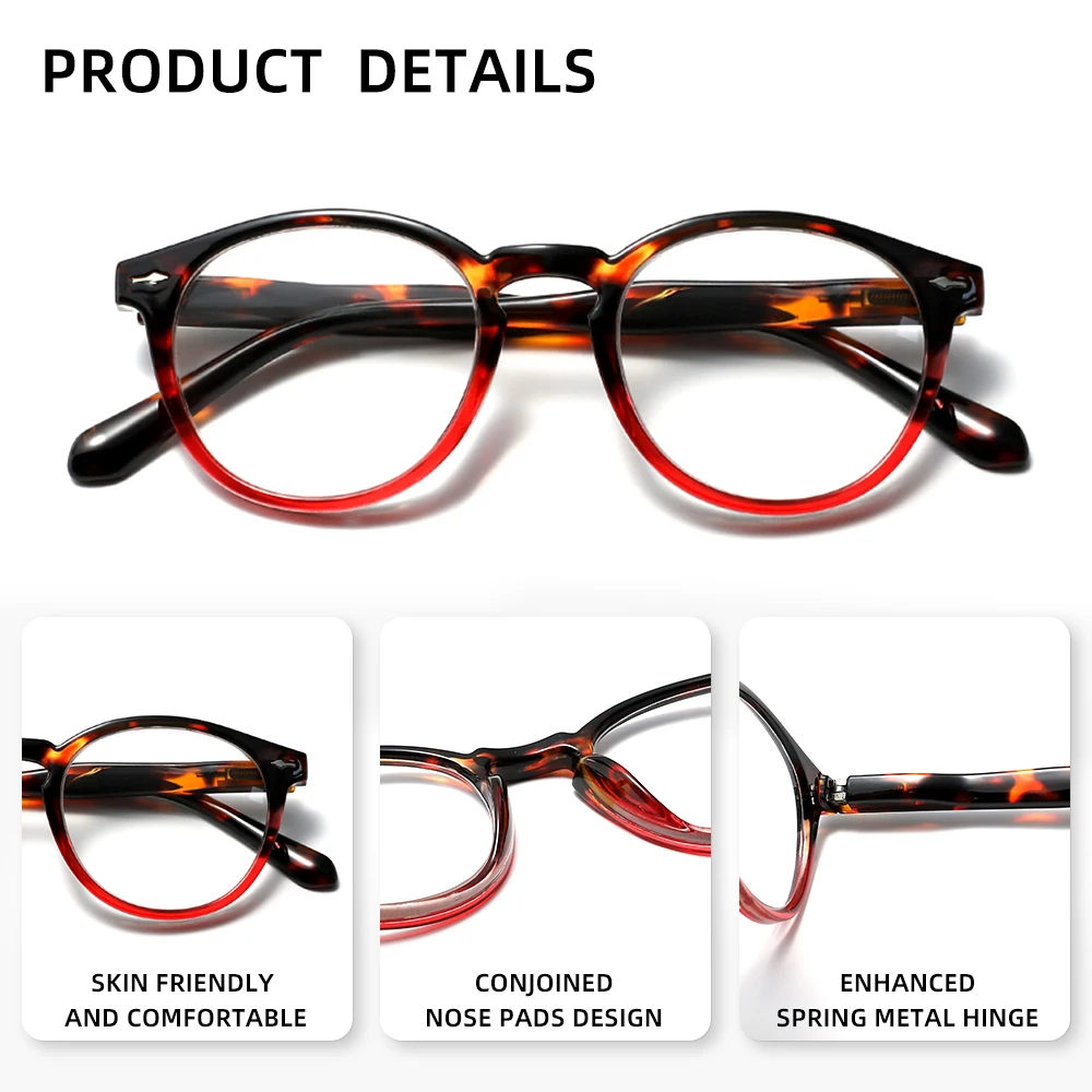 نظارات للقراءة إطار دائري الضوء الأزرق حجب طول النظر الشيخوخي نظارات مد البصر نظارات القارئ + 1.0 + 1.5 + 2.0 + 2.5 + 3.0 + 3.5 #5