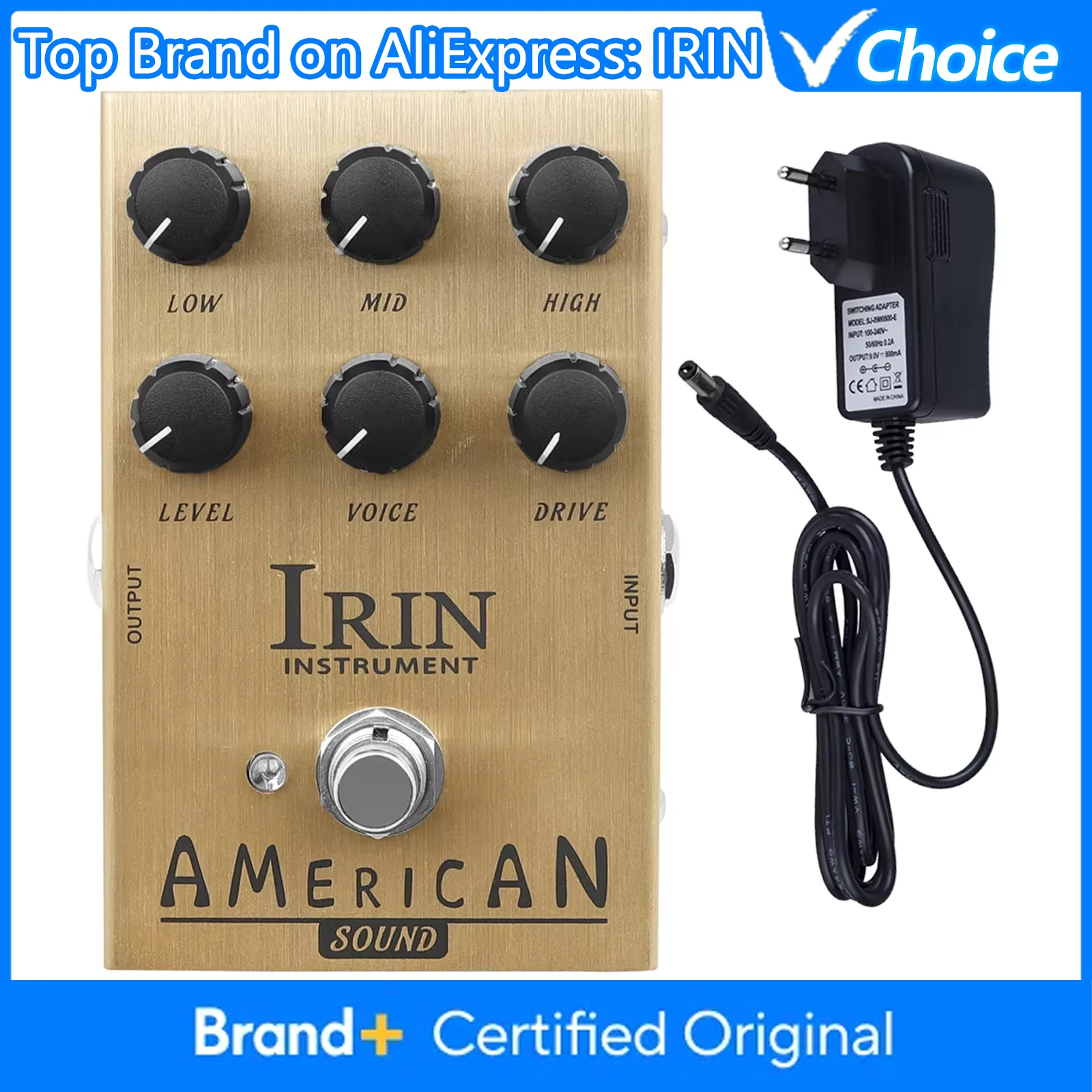 

Педаль-симулятор усилителя IRIN AN-34 American Sound AMP, имитирующая усилитель FD 57 Deluxe, от чистого звука до овердрайва, для электрогитары.