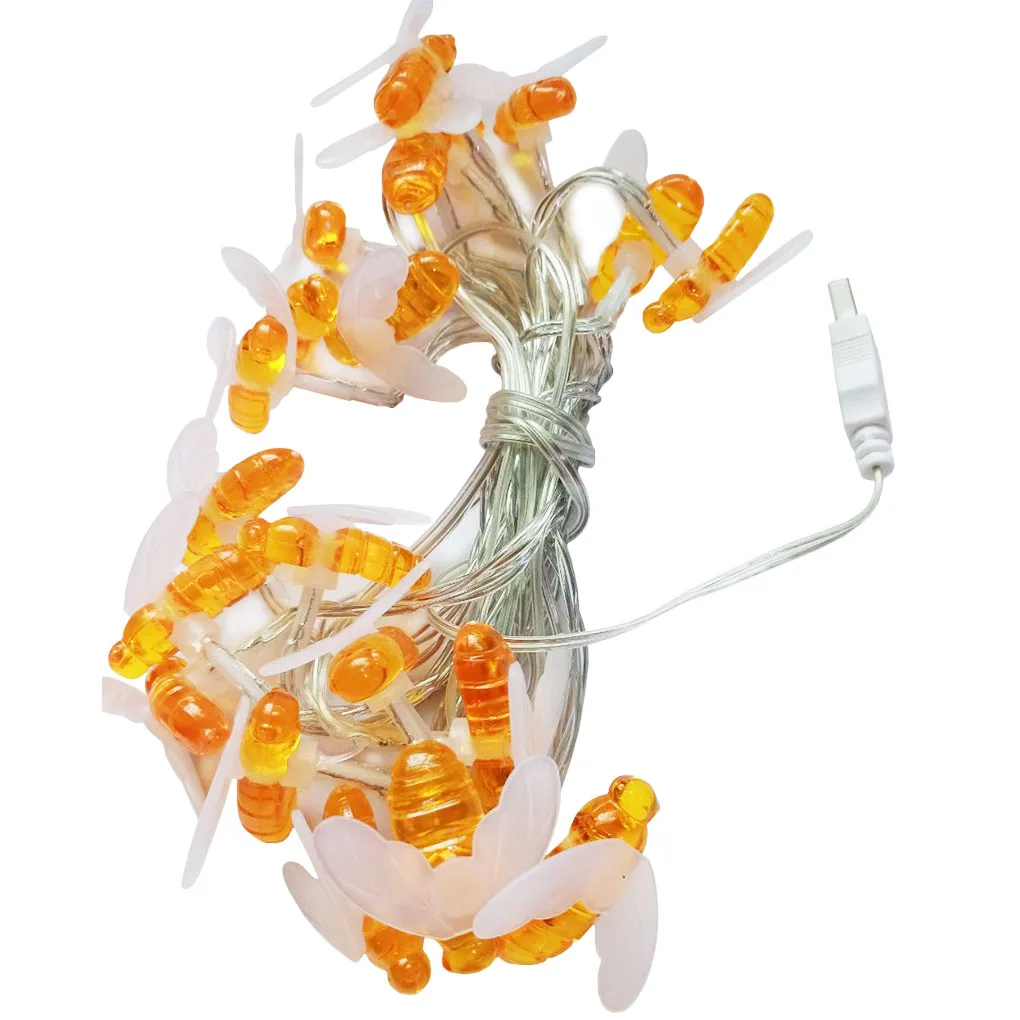 

1/2/3/5 метров солнечная USB батарея питание медоносная пчела светодиоды световые струны уличная водонепроницаемая лампа для украшения патио для свадебной вечеринки