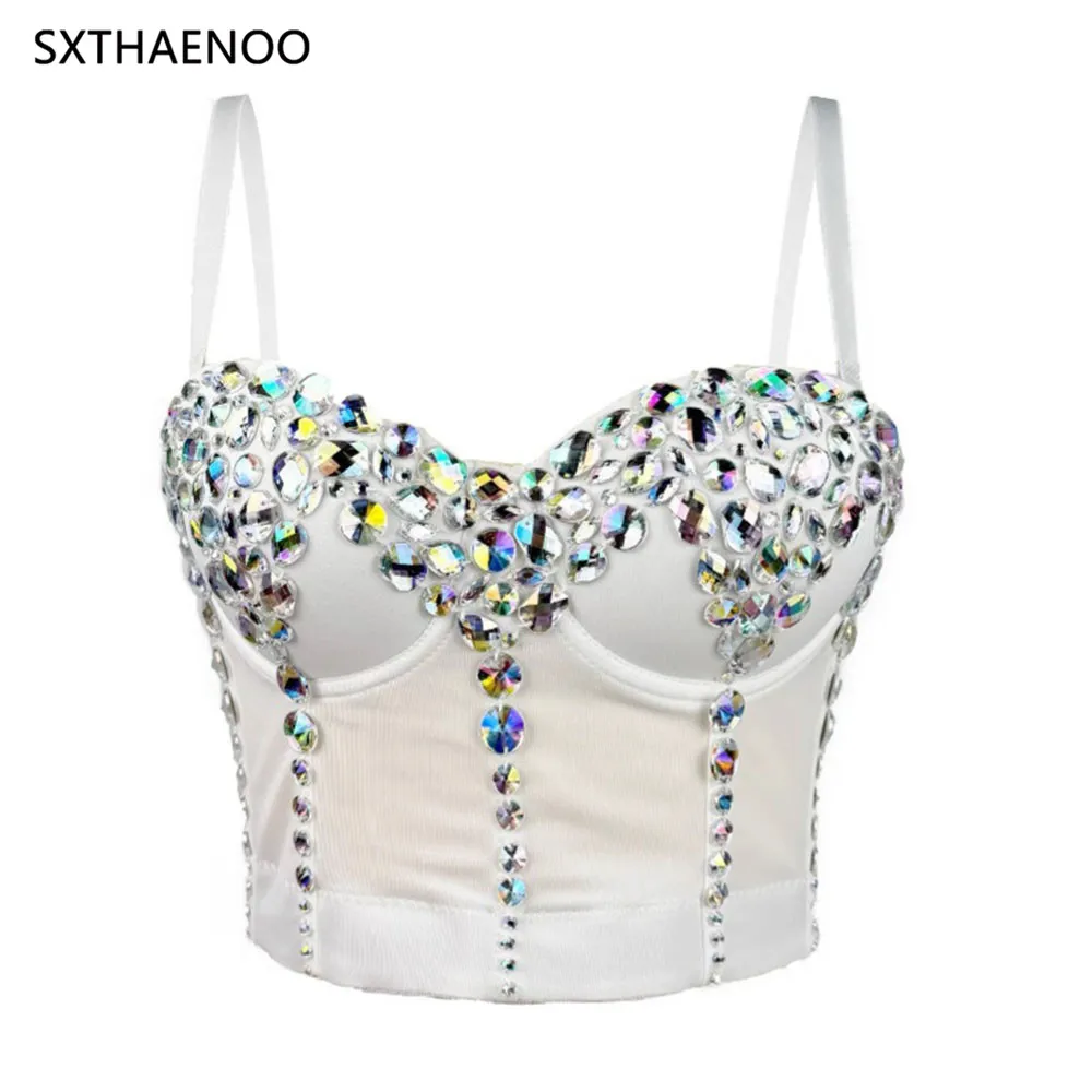 SXTHAENOO 2025 Women Fashion Sexy Acrylic Bustier Back Buckle Crop Corset Cami Top High Street Carnival Party Club Outfit Mujer