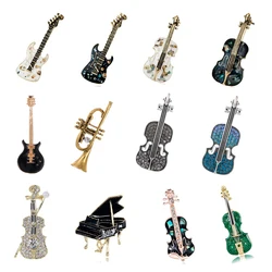 Vintage musical instruments for men and women brooches, cellos, violins, guitars, pianos, trumpet designs, accessories, pin gift