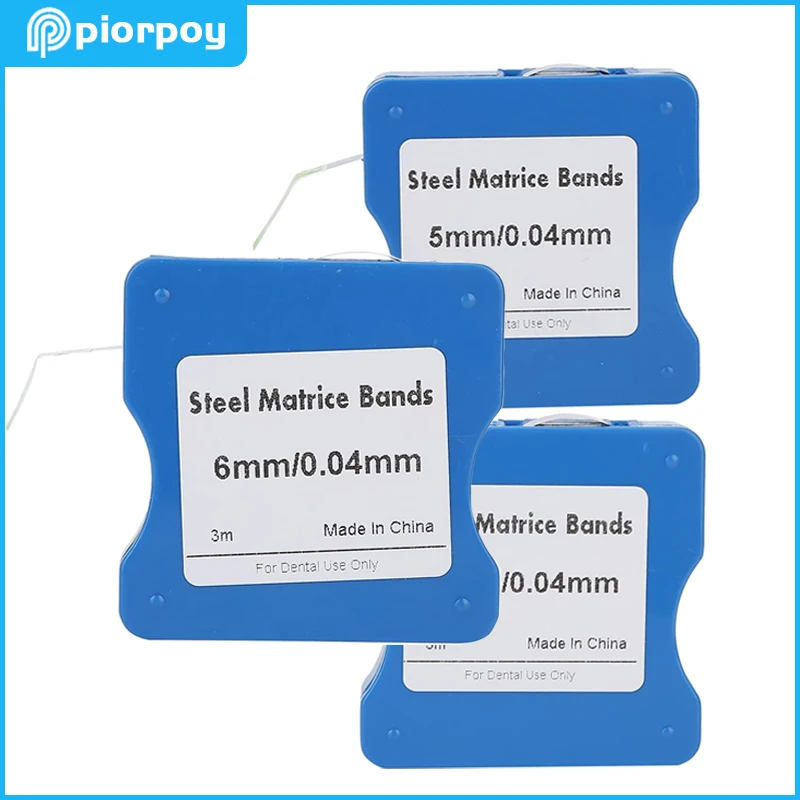 PIORPOY Dental Stainless Steel Matrice Bands Strips Roll Elastic 3 Meters 5/6/7Mm Width 0.025Mm Thichness Dentistry Products