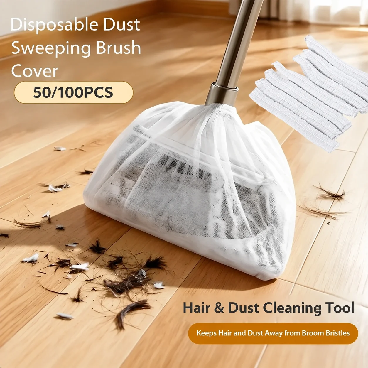 50/100pcs Disposable Broom Dust Cover Non Woven Sweeper Sleeve Dust Removal Hair Cleaning Tool for Floor Tile Pet Hair Mop
