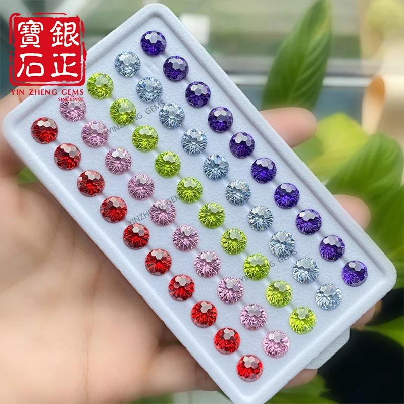 YinZheng 5A Grade forme ronde feu d'artifice coupe cubique zircone couleur rose pierre de Zircon synthétique pour la fabrication de bijoux