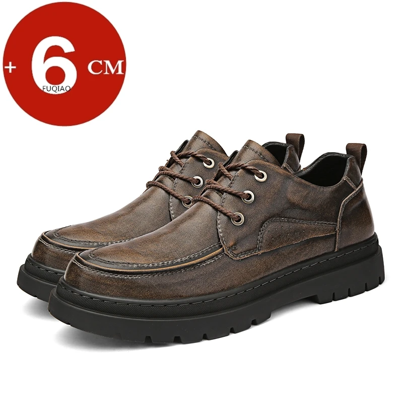 

Men's Elevator Dress Shoes 6cm Height Increase Soft Leather Comfortable Non-Slip Rubber Sole Business Casual Oxfords