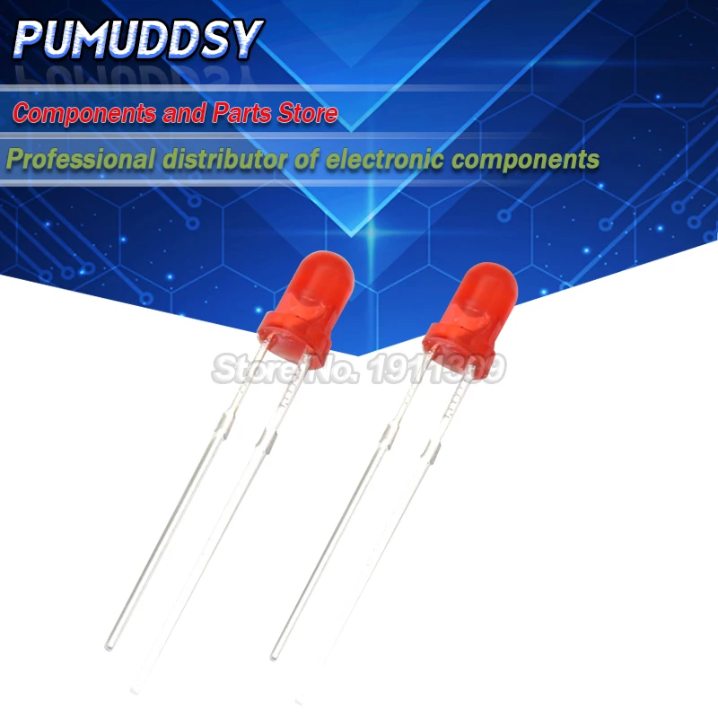 100PCS Red light-emitting diodes Red turn Red 3mm led