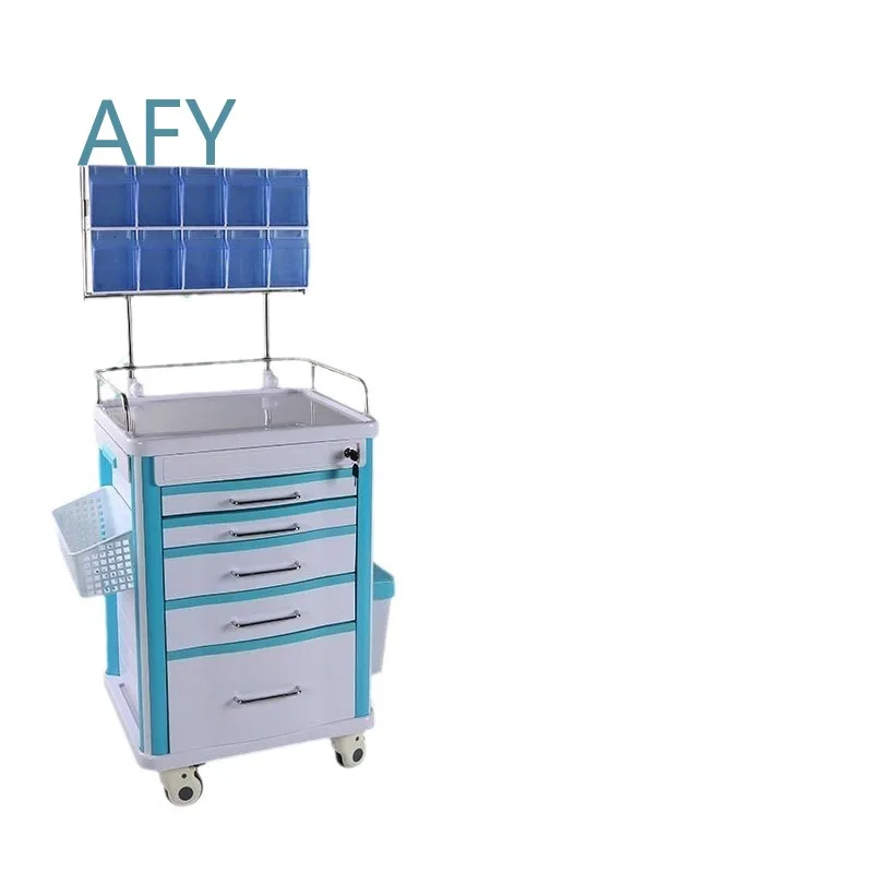 Multi-Layer Thickened Infusion Trolley for Hospital Use Mobile Medical Cart with Large Drawer Storage IV Stand for Nurses