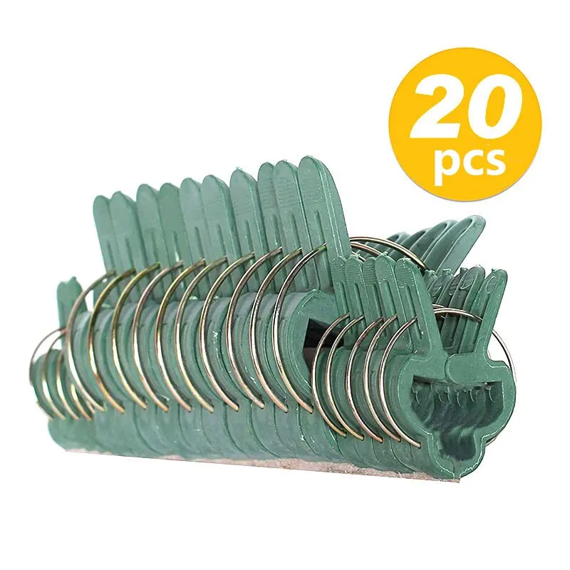 Green Garden Clip 20 Pcs/Pack Vegetable Rhizome Flower Branch Plant Plastic Fixed-Clip Gardening-Clip Small And Large Each 10PCS