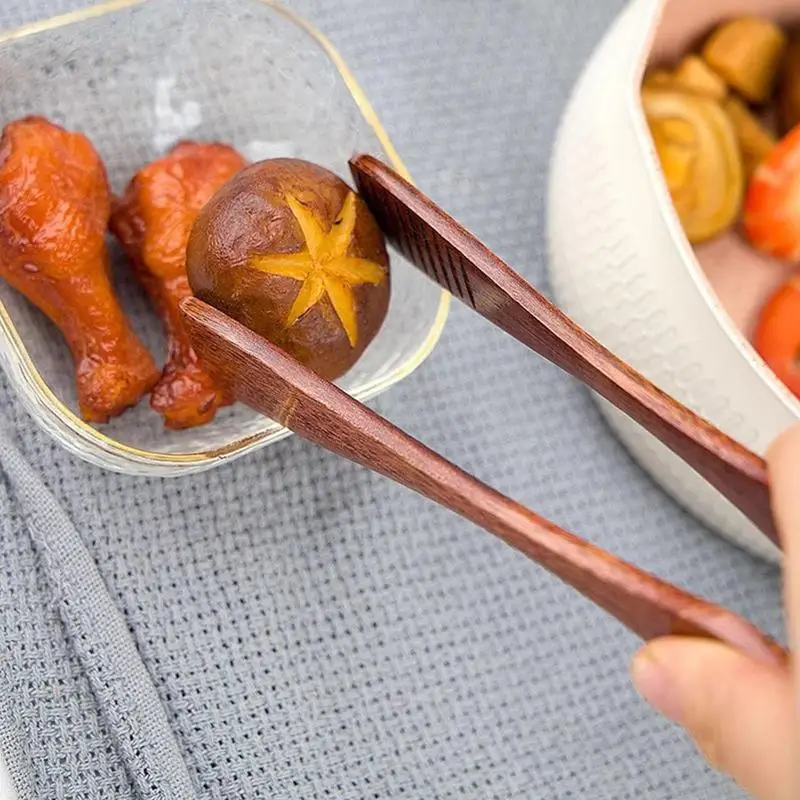 Wooden Salad Tongs Long Handle Anti-Slip Wood Salad Tongs Non-slip Nonstick Cooking Tongs And Salad Tongs For BBQ Salad Tossing