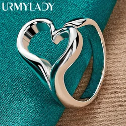 URMYLADY 925 Sterling Silver Heart Charm Ring For Women Wedding Engagement Fashion Jewelry