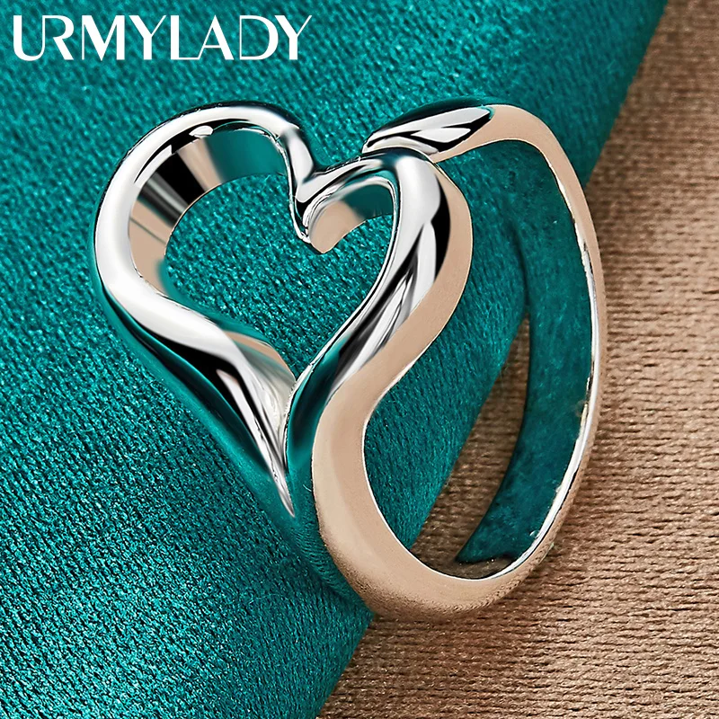 URMYLADY 925 Sterling Silver Heart Charm Ring Dla kobiet Biżuteria ślubna zaręczynowa