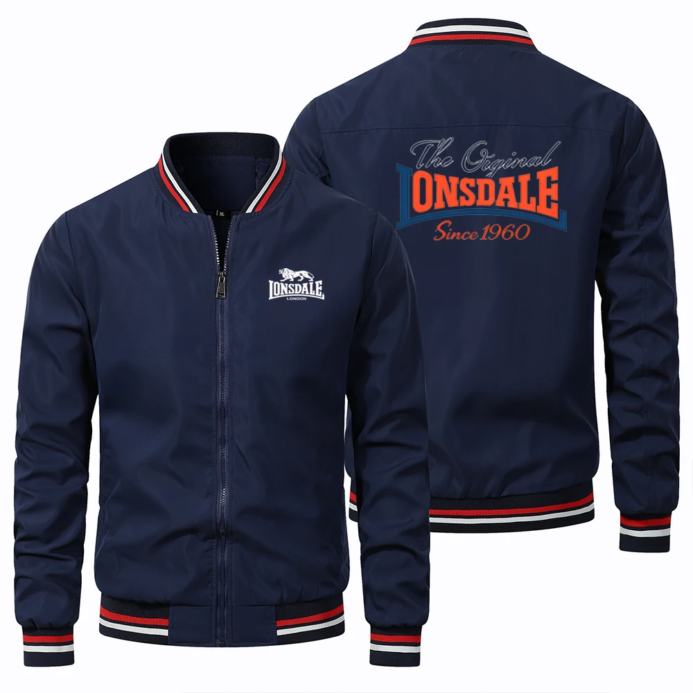 Autumn premium Longshdale casual premium zipper jacket, luxurious casual sports baseball top, men's fashionable V-neck jacket