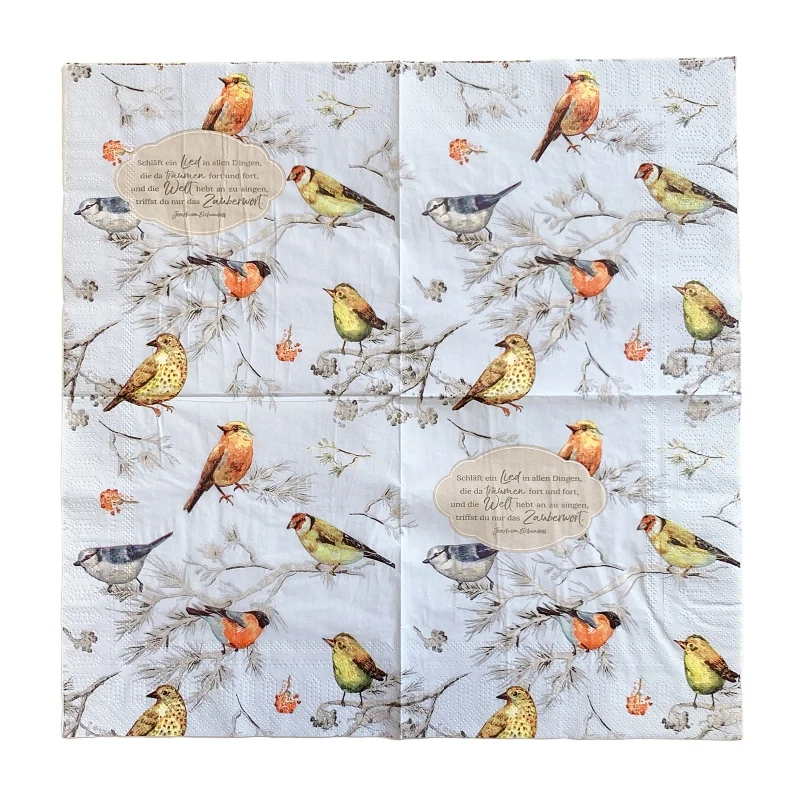 20Pcs/Bag Vintage Birds Flower Decoupage Paper Napkins Bird Floral Paper Serviettes for Xmas Wedding Party Tableware Decor Hot 6