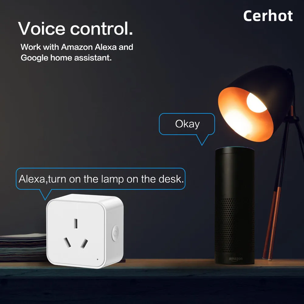 Cerhot 16a tuya wifi tomada inteligente au plug vida inteligente app casa alexa controle de voz monitoramento energia temporizador função tomada energia